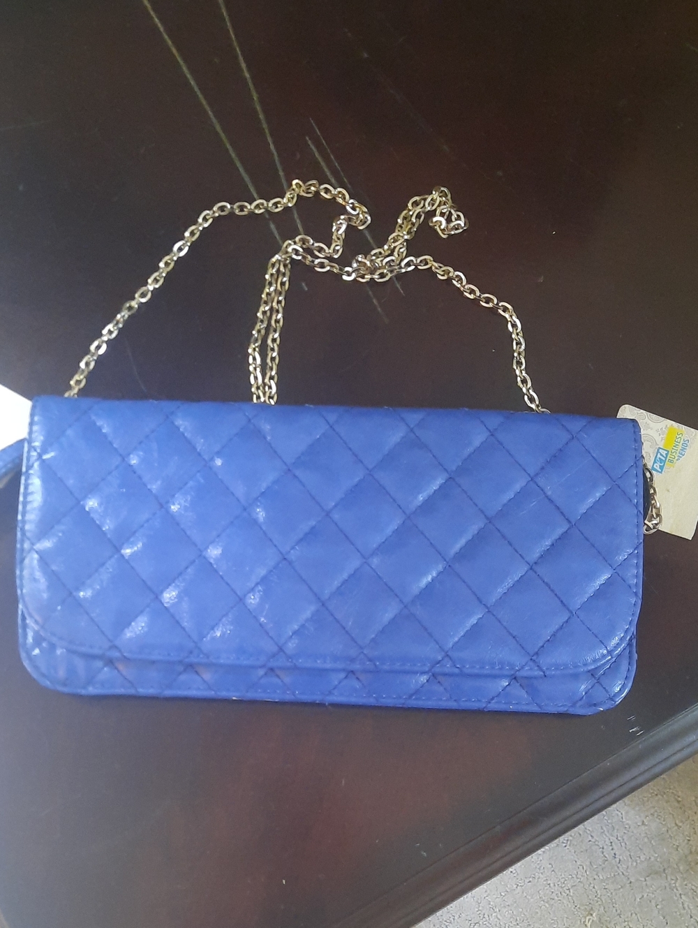 Urban Expressions Blue Quilted Chain Clutch